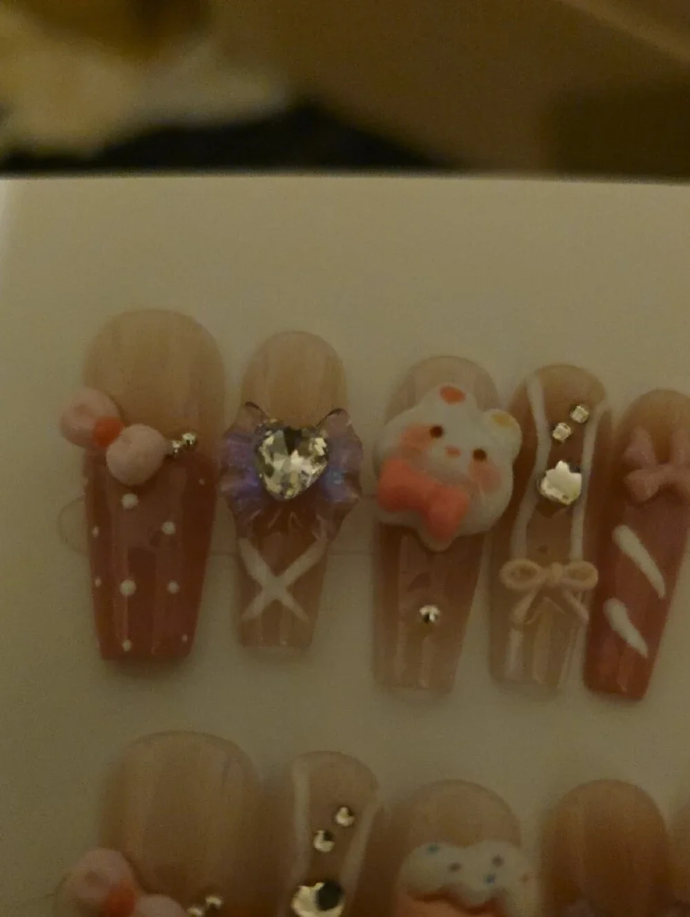 Brown 3D Charm Press-On Nail Set - Women Accessories Small